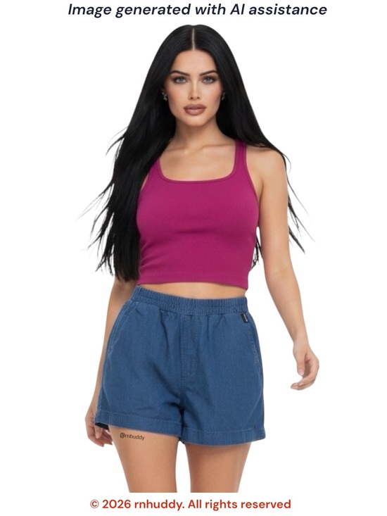 Hot Kiss Pants - Hot Kiss S chambray pull on shorts